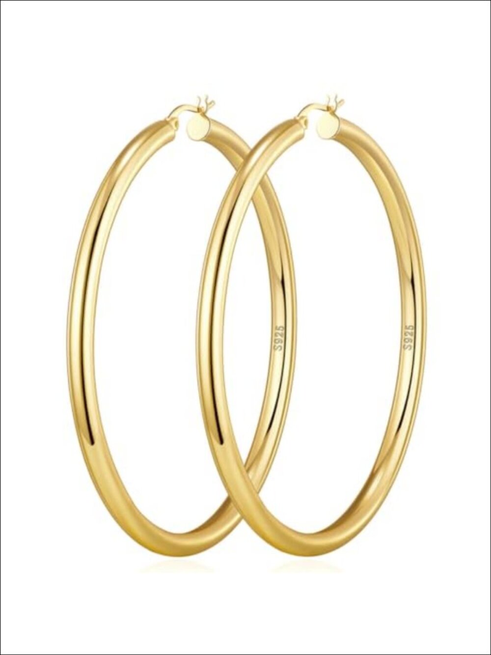 Chunky Gold Hoop Earrings Sterling Silver Post Lightweight 20-60mm